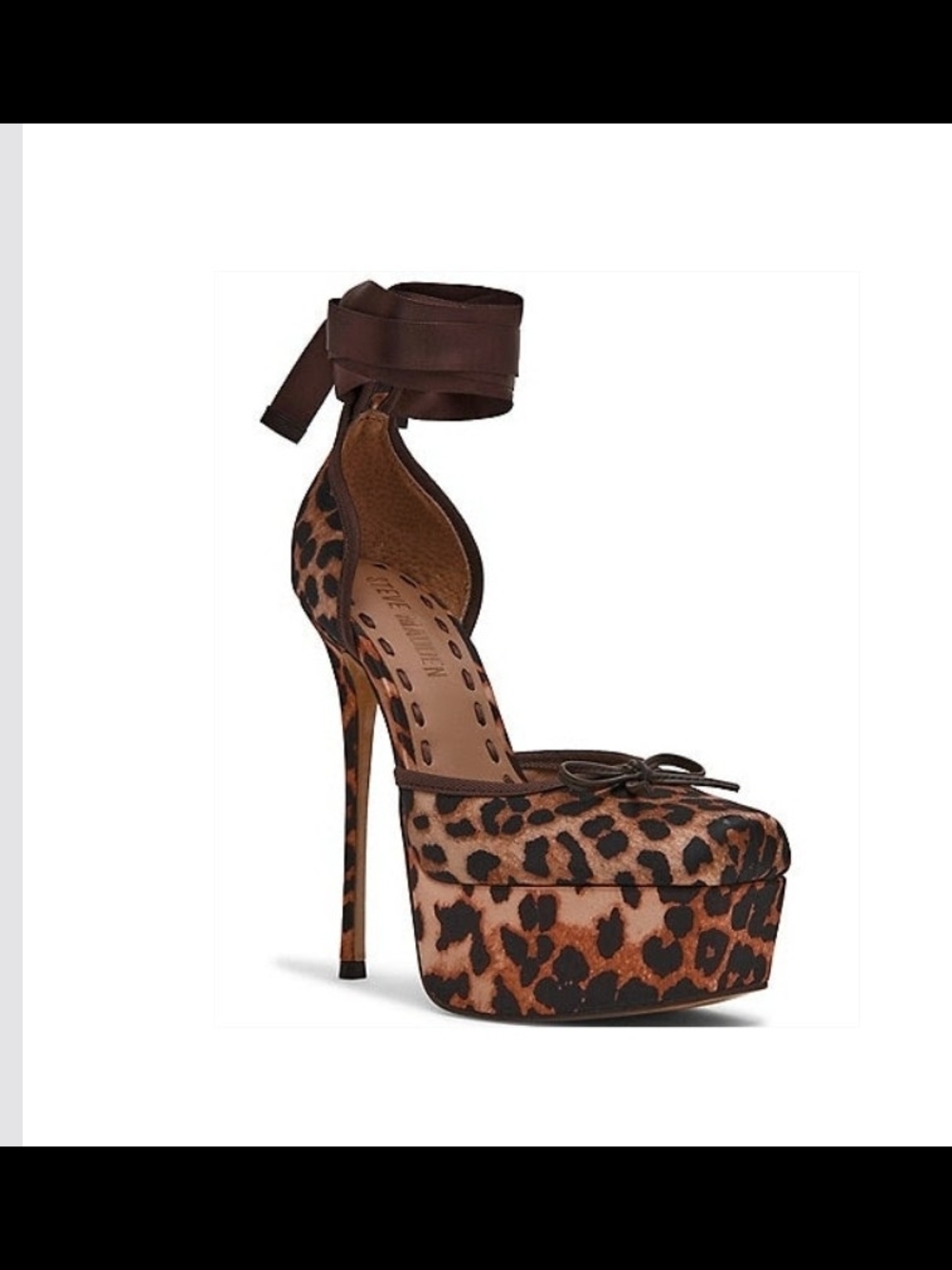 Steve Madden Leopard Platform Ankle-Tie Pumps - Brown/Black